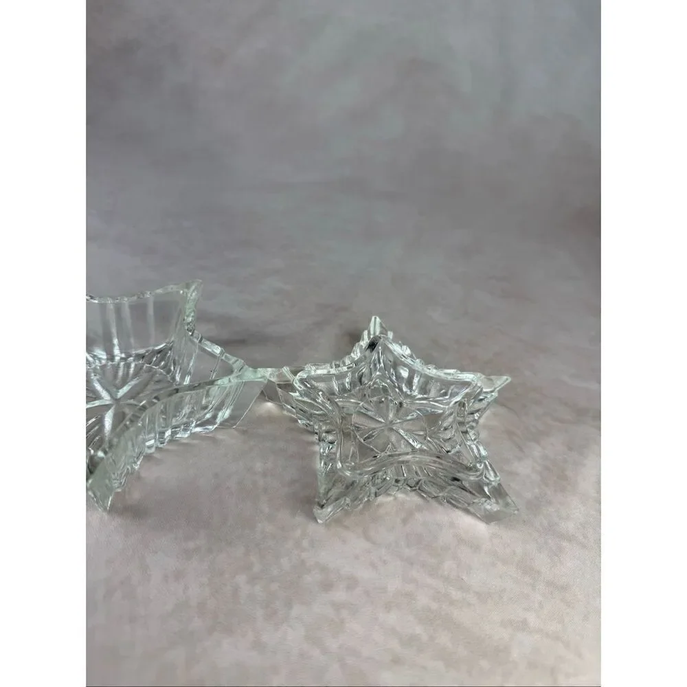 Vintage Clear Celestial Star Lidded Trinket Dish 90s